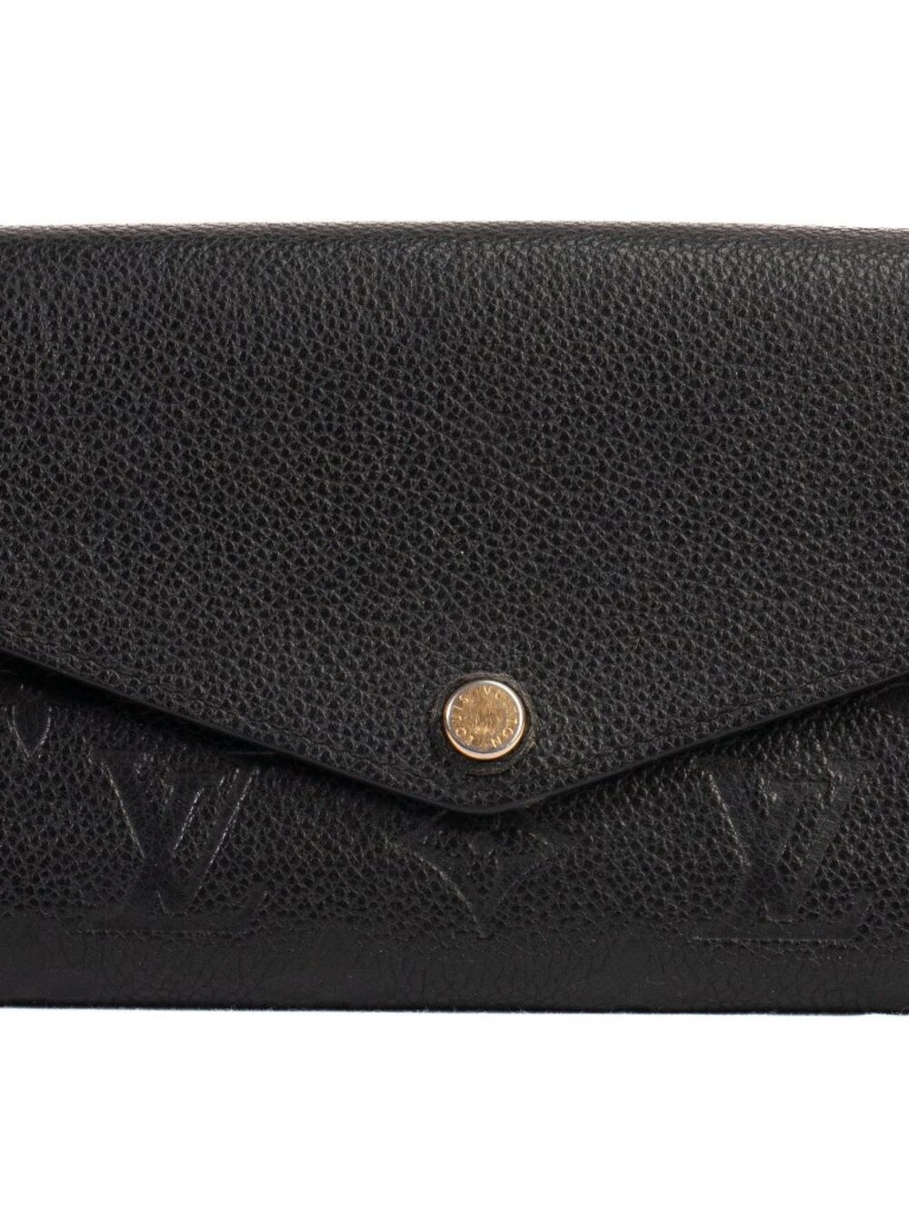 Authentic Louis Vuitton Black Monogram Empreinte Leather Sarah Wallet
